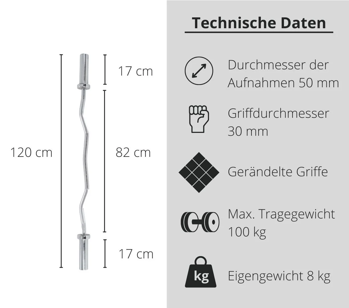 FUEL Fitness Olympia SZ Curlstange 120cm inkl. Schnellverschlüsse - Image 7