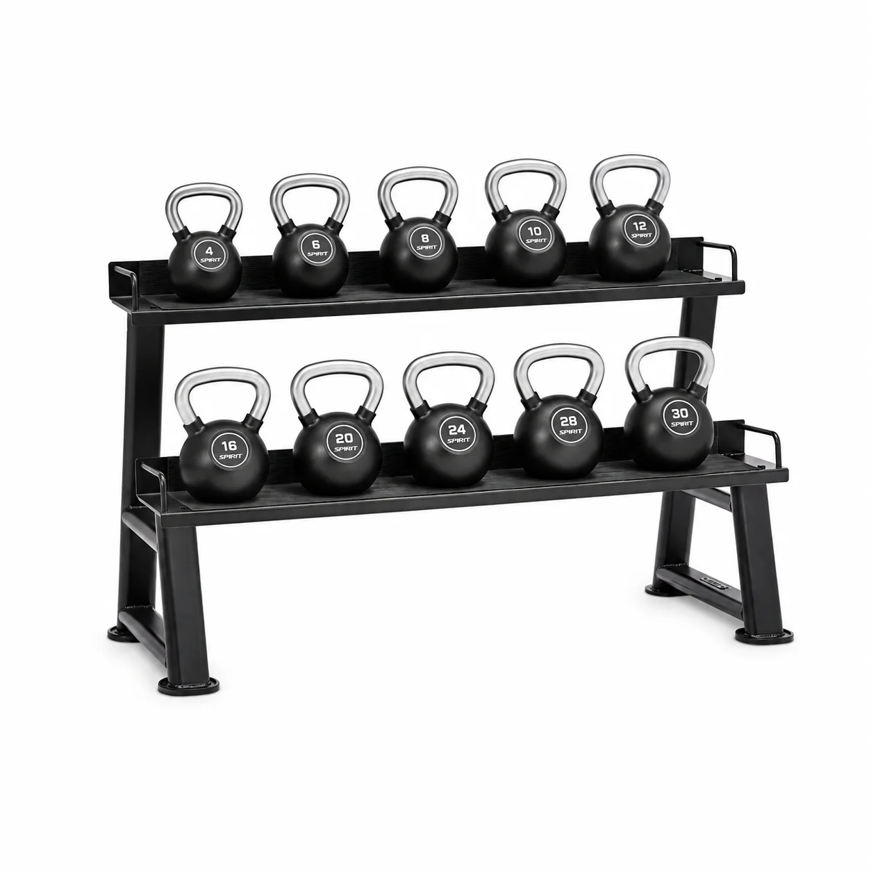 Spirit Fitness Rubber Encased Kettlebell Set inkl. Rack